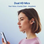 pTron Bassbuds Vortex Clips Wireless Open Ear Earbuds w/Chrome Finish, SafeBeats Tech, 50Hrs Playtime, Dual HD Mic w/AI-ENC, 10mm Driver, Pristine Sound, BTv5.4 Earclips, Type C Charging (Obsidian) - Image 6