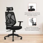 Ergolux High Back Ergonomic Office & Study Chair | 3 Year Warranty | Adjustable Height, Tilt Lock, 2D Headrest, Adjustable Arms & Lumbar Support | Heavy Duty Nylon Base | DIY | Black - Image 3
