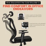 Ergolux High Back Ergonomic Office & Study Chair | 3 Year Warranty | Adjustable Height, Tilt Lock, 2D Headrest, Adjustable Arms & Lumbar Support | Heavy Duty Nylon Base | DIY | Black - Image 4