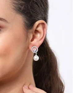 Clara 92.5 Sterling Silver Swiss Zirconia Pearl Earrings | Gift for Women and Girls - Image 5