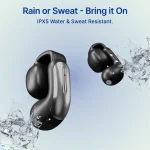 pTron Bassbuds Vortex Clips Wireless Open Ear Earbuds w/Chrome Finish, SafeBeats Tech, 50Hrs Playtime, Dual HD Mic w/AI-ENC, 10mm Driver, Pristine Sound, BTv5.4 Earclips, Type C Charging (Obsidian) - Image 9